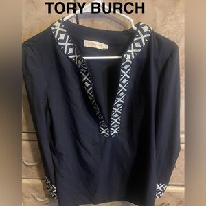 Tory Burch Dark Blue Top with White Accents